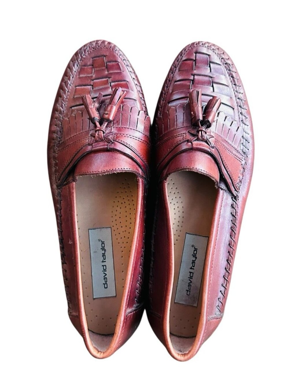 Size 10 D David Taylor Mens Brown Leather Kennedy Kiltie Tassel Loafer Slip-On